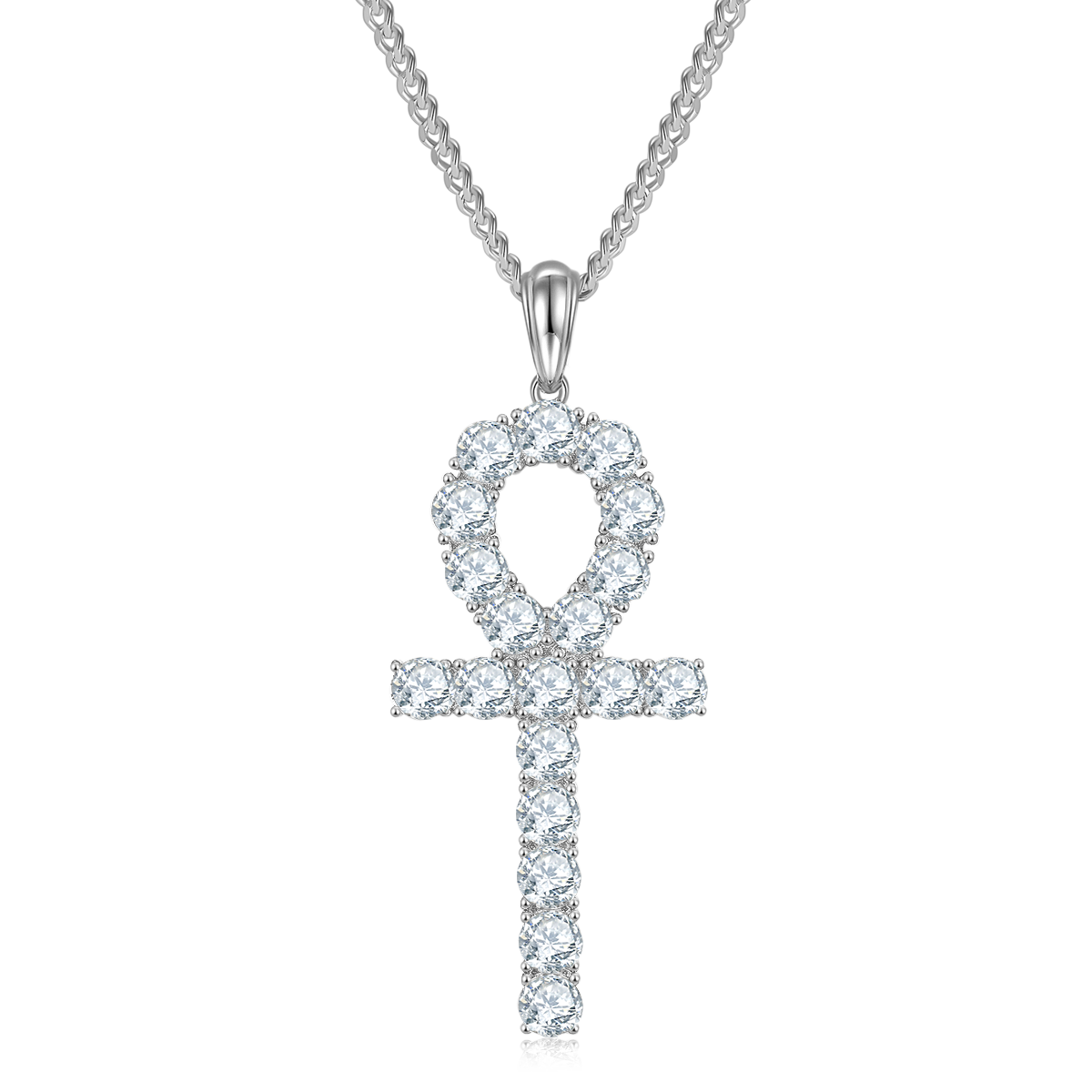 Fashion cross necklace S925 silver pendant Moissanite 5.0mm D-grade